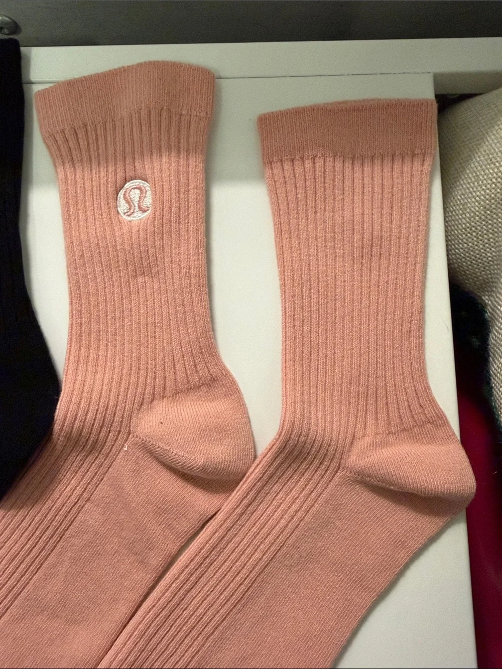 lululemon athletica Ribbed Crew Socks - Black & Pink